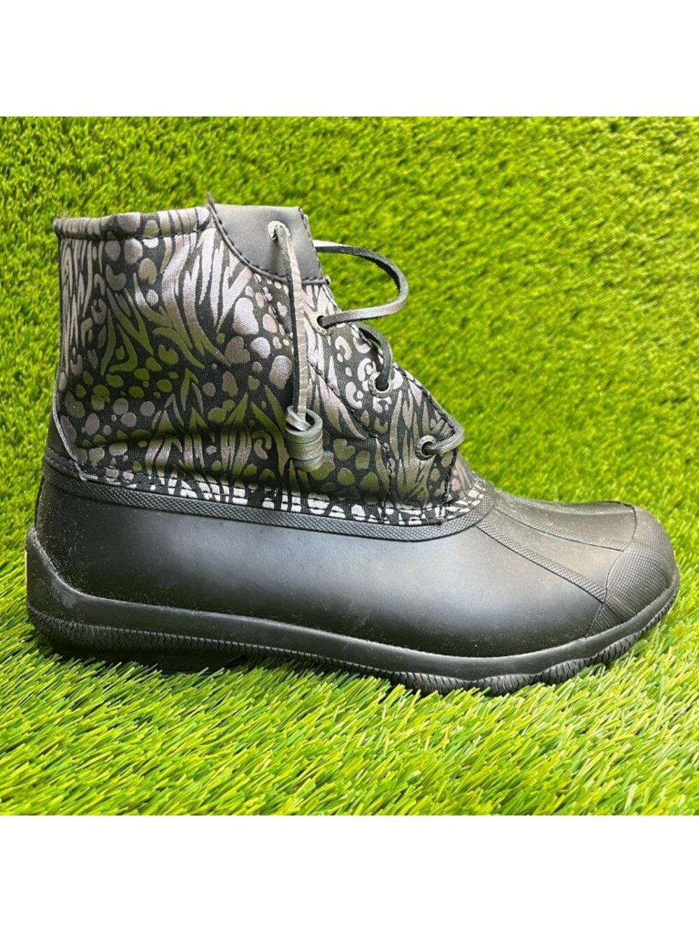 Sperry Syren Gulf Metallic Animal Womens Size 10 Black Outdoor Rain Snow Boots
